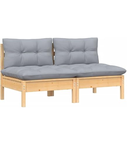Amazon.co.jp: vidaXL ガーデンソファ アームレス 2点セット 63x63x62
